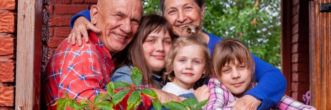 a family posing for a picture